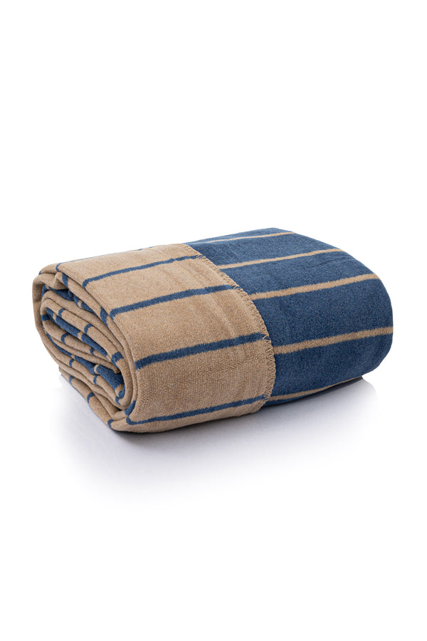 Twin Battaniye Soft Pamuklu Çift Kişilik Battaniye Kahve Mavi 200 x 220 5029A