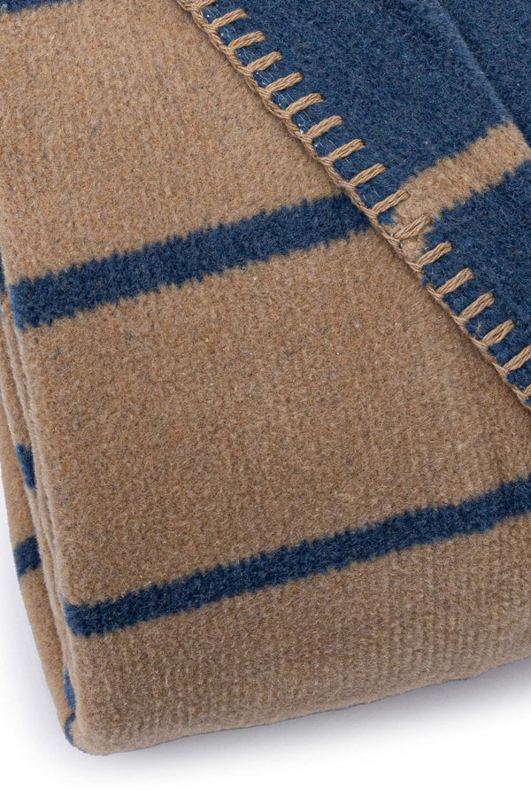 Twin Battaniye Soft Pamuklu Çift Kişilik Battaniye Kahve Mavi 200 x 220 5029A