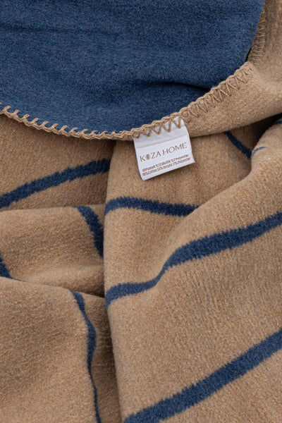 Twin Battaniye Soft Pamuklu Çift Kişilik Battaniye Kahve Mavi 200 x 220 5029A