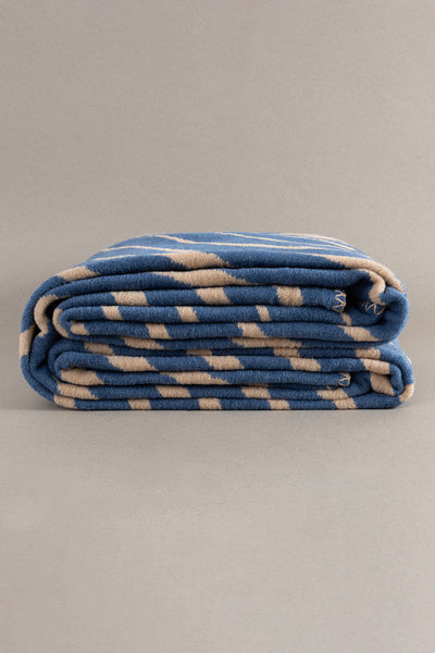 Twin Battaniye Soft Pamuklu Çift Kişilik Battaniye Kahve Mavi 200 x 220 5037A