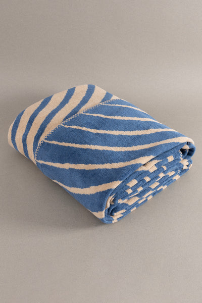 Twin Battaniye Soft Pamuklu Çift Kişilik Battaniye Kahve Mavi 200 x 220 5037A