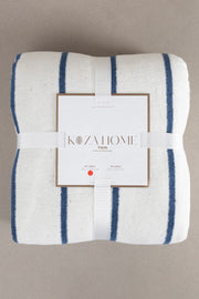 Twin Battaniye Soft Pamuklu Çift Kişilik Battaniye Mavi Krem 200 x 220 5027A