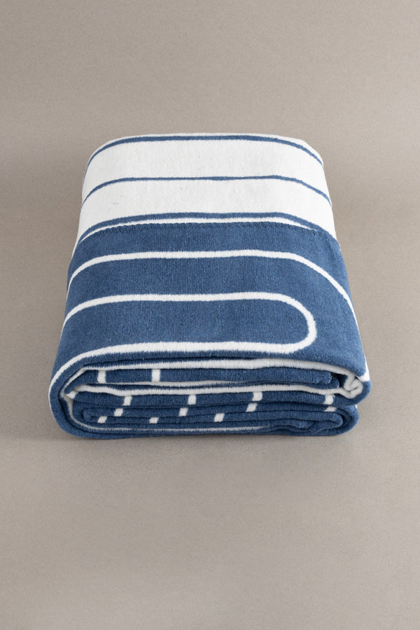 Twin Battaniye Soft Pamuklu Çift Kişilik Battaniye Mavi Krem 200 x 220 5027A