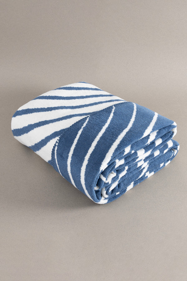 Twin Battaniye Soft Pamuklu Çift Kişilik Battaniye Mavi Krem 200 x 220 5035A