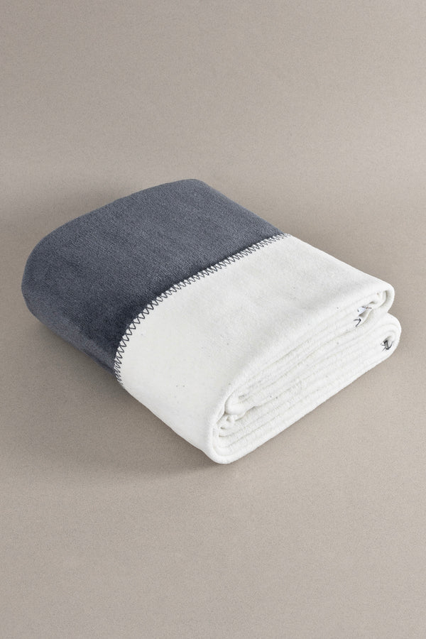 Twin Battaniye Soft Pamuklu Tek Kişilik Battaniye Antrasit Krem 150 x 200 5014A