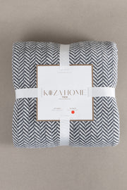 Twin Battaniye Soft Pamuklu Tek Kişilik Battaniye Antrasit Krem 150 x 200 5018A