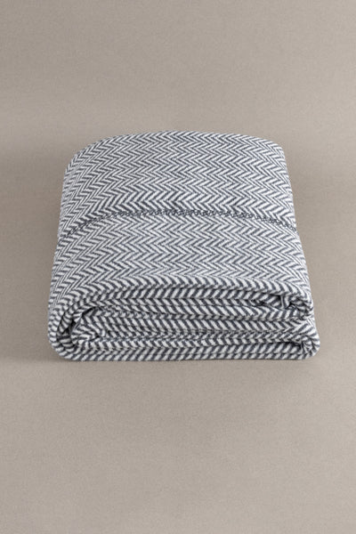 Twin Battaniye Soft Pamuklu Tek Kişilik Battaniye Antrasit Krem 150 x 200 5018A