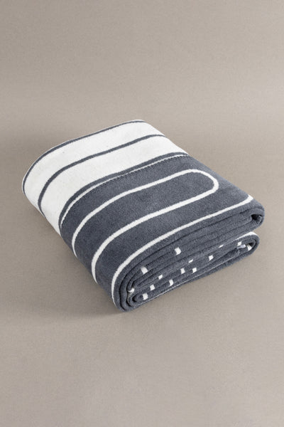 Twin Battaniye Soft Pamuklu Tek Kişilik Battaniye Antrasit Krem 150 x 200 5026A