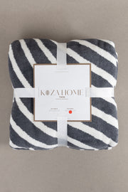 Twin Battaniye Soft Pamuklu Tek Kişilik Battaniye Antrasit Krem 150 x 200 5034A