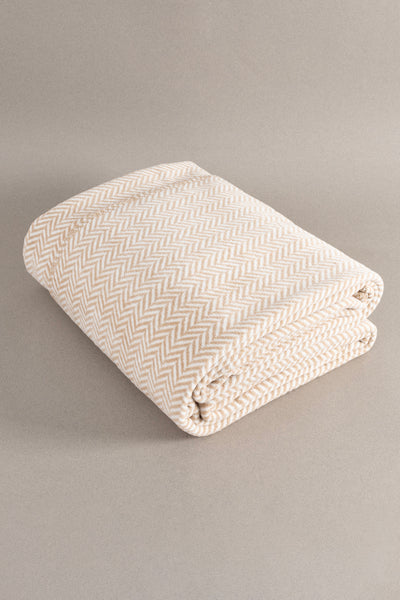 Twin Battaniye Soft Pamuklu Tek Kişilik Battaniye Kahve Krem 150 x 200 5016A