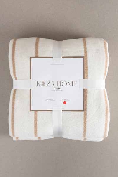 Twin Battaniye Soft Pamuklu Tek Kişilik Battaniye Kahve Krem 150 x 200 5024A