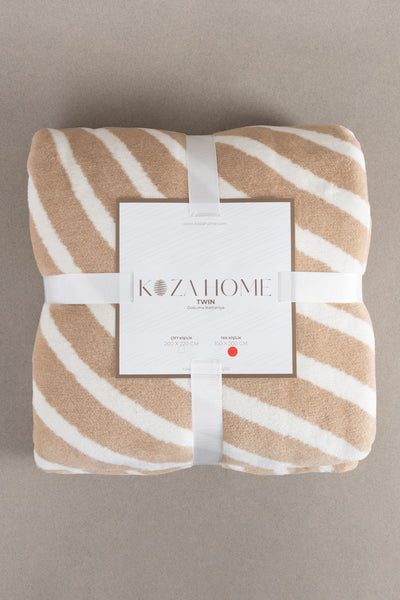 Twin Battaniye Soft Pamuklu Tek Kişilik Battaniye Kahve Krem 150 x 200 5032A