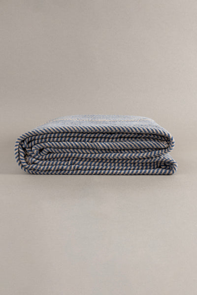 Twin Battaniye Soft Pamuklu Tek Kişilik Battaniye Kahve Mavi 150 x 200 5017A