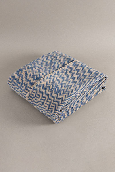 Twin Battaniye Soft Pamuklu Tek Kişilik Battaniye Kahve Mavi 150 x 200 5017A