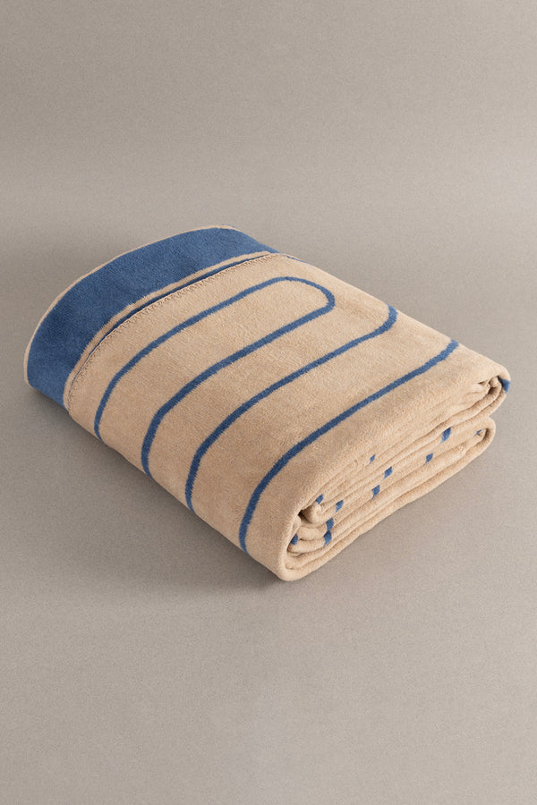 Twin Battaniye Soft Pamuklu Tek Kişilik Battaniye Kahve Mavi 150 x 200 5025A