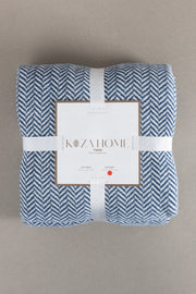 Twin Battaniye Soft Pamuklu Tek Kişilik Battaniye Mavi Krem 150 x 200 5015A