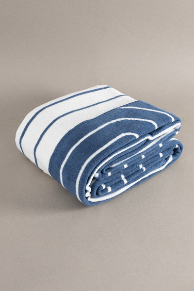 Twin Battaniye Soft Pamuklu Tek Kişilik Battaniye Mavi Krem 150 x 200 5023A