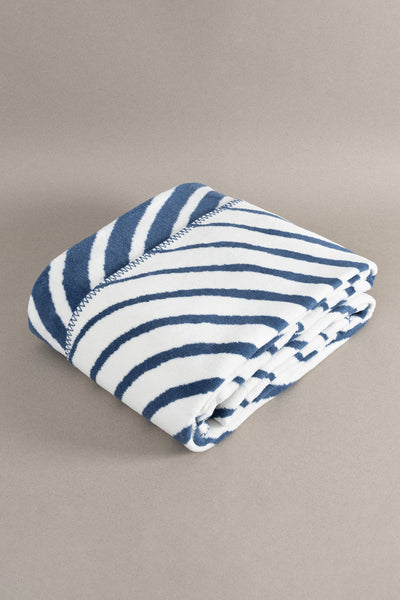 Twin Battaniye Soft Pamuklu Tek Kişilik Battaniye Mavi Krem 150 x 200 5031A