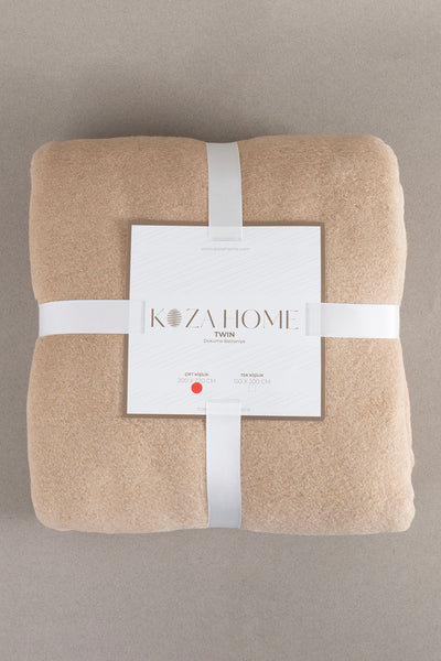 Twin Soft Pamuklu Çift Kişilik Battaniye Kahve Mavi 200 x 220 5012A