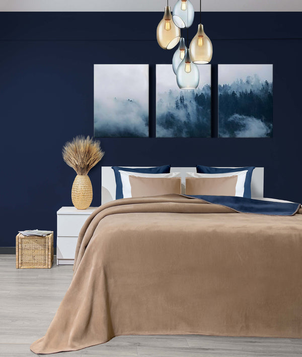 Twin Soft Pamuklu Çift Kişilik Battaniye Kahve Mavi 200 x 220 5012A