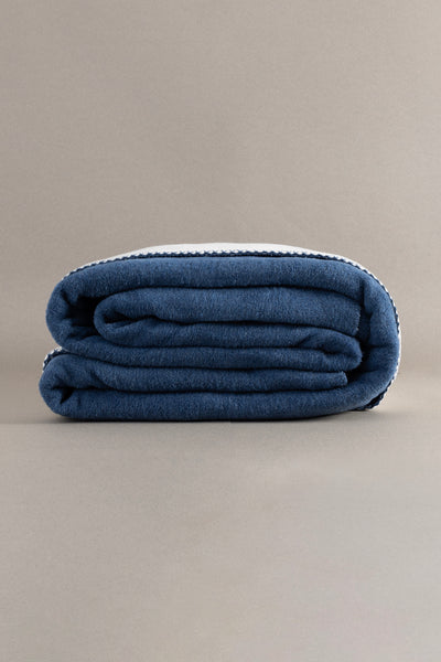 Twin Soft Pamuklu Çift Kişilik Battaniye Mavi Krem 200 x 220 5009A