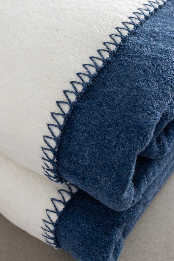 Twin Soft Pamuklu Çift Kişilik Battaniye Mavi Krem 200 x 220 5009A