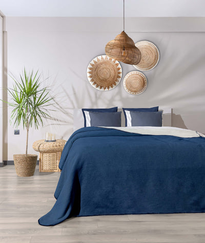 Twin Soft Pamuklu Tek Kişilik Battaniye Mavi Krem 150 x 200 5005A