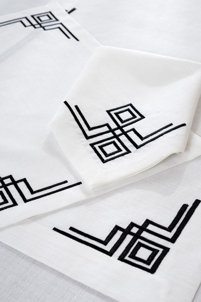 Valeri Siyah Nakışlı 2 Li Peçete 40X40 2561