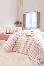 Viento Nevresim Takımı Pamuk Bordo Kahve Çizgili Çift Kişilik 200x220 9522A