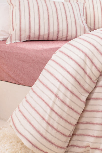 Viento Nevresim Takımı Pamuk Bordo Kahve Çizgili Çift Kişilik 200x220 9522A