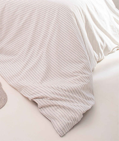 Viento Nevresim Takımı Pamuk Ekru Mavi Çizgili Mavi Çift Kişilik 200x220 9510A