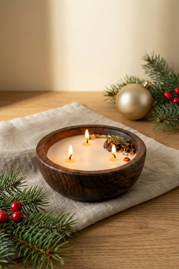 Wood Ahşap Yeni Yıl Mum 15 cm 21051