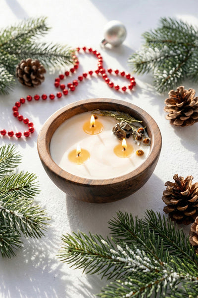 Wood Ahşap Yeni Yıl Mum 15 cm 21051