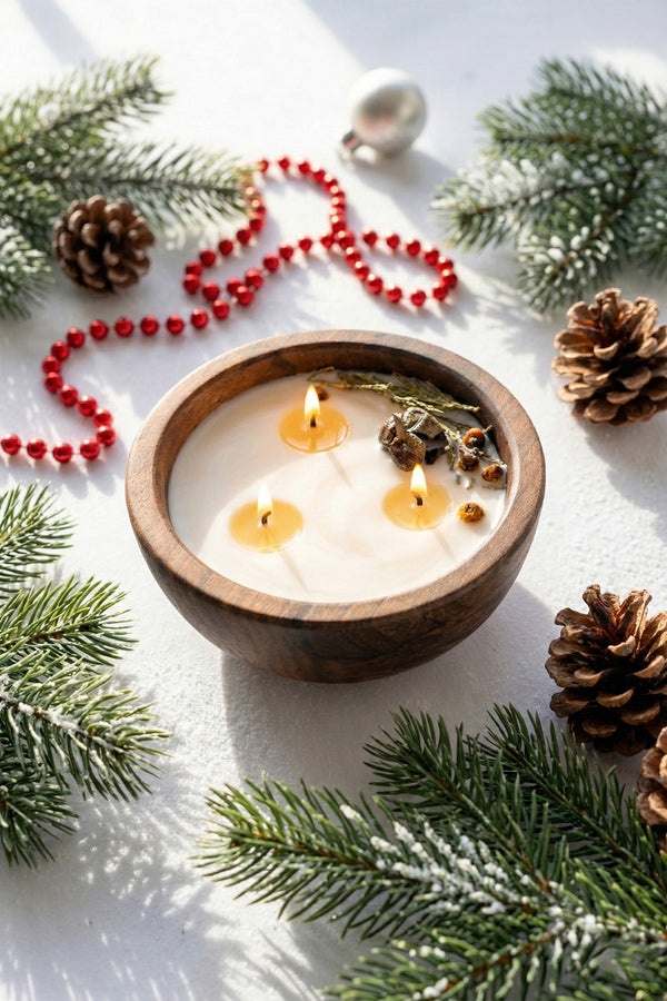 Wood Ahşap Yeni Yıl Mum 15 cm 21051