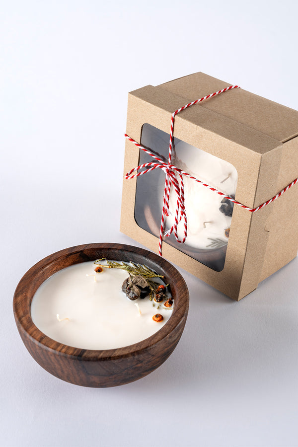 Wood Ahşap Yeni Yıl Mum 15 cm 21051