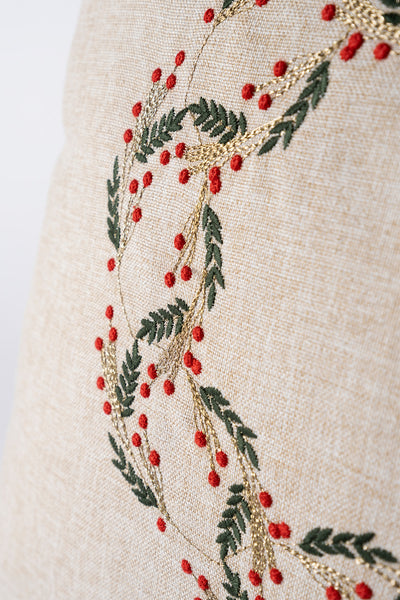 Xmas Bej Nakşlı Biyeli Kırlent Kılıfı 45X45 2550