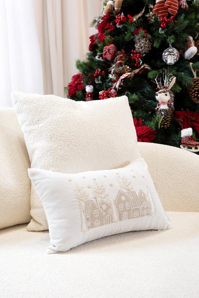 Xmas Beyaz Nakşlı Kırlent Kılıfı 30X50 2549