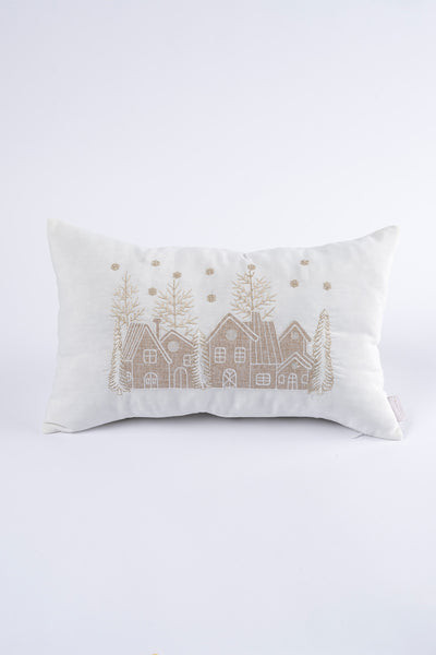 Xmas Beyaz Nakşlı Kırlent Kılıfı 30X50 2549