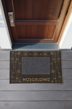 Dekoratif Hoşgeldiniz Siyah Kapı Önü Paspası 45 x 65 462707 - Koza Home