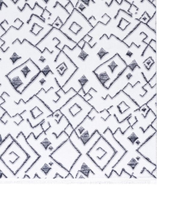 Maze Flux Antrasit Desenli Peluş Halı 7450 - 4
