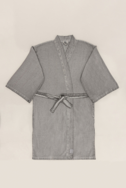 Raw Pamuk Gri Sabahlık Kimono S-M 1517A - Koza Home